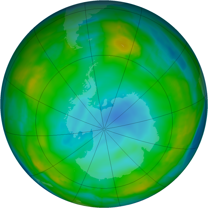 Antarctic ozone map for 14 July 2009